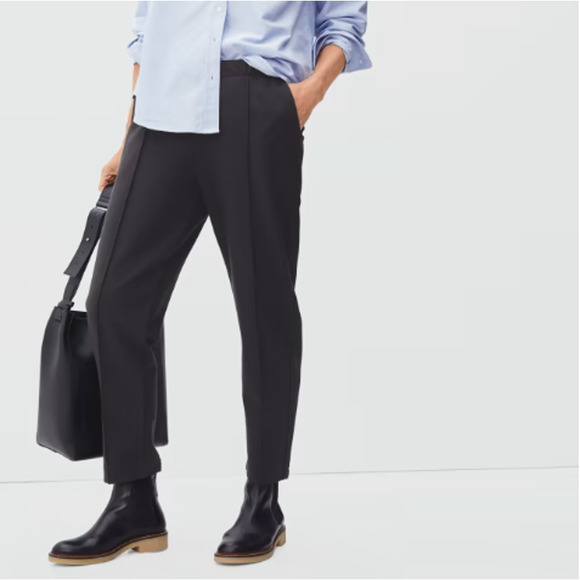 NWT Everlane The Dream Pant Black Tailored Sweatpant Tapered Cotton Modal M - Picture 1 of 6